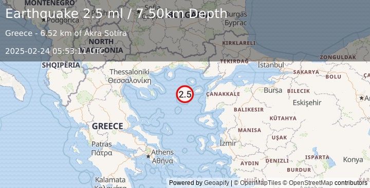 Earthquake AEGEAN SEA (2.5 ml) (2025-02-24 05:53:11 UTC)