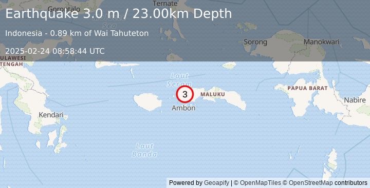 Earthquake SERAM, INDONESIA (3.0 m) (2025-02-24 08:58:44 UTC)