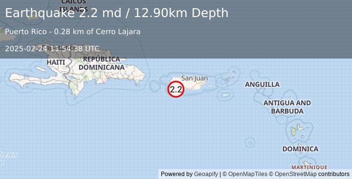 Earthquake PUERTO RICO (2.2 md) (2025-02-24 11:54:38 UTC)