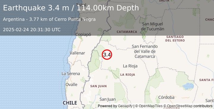 Earthquake LA RIOJA, ARGENTINA (3.4 m) (2025-02-24 20:31:30 UTC)