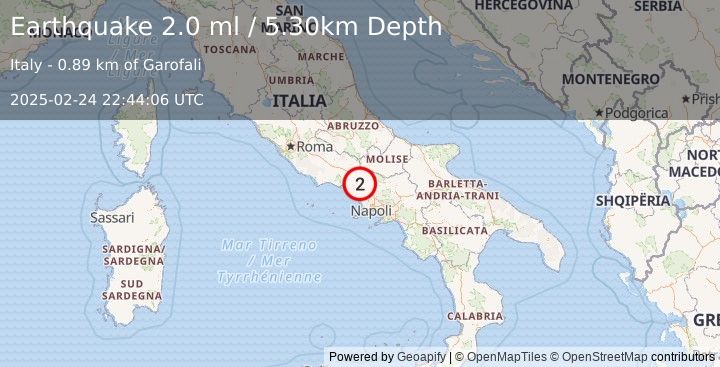 Earthquake SOUTHERN ITALY (2.0 ml) (2025-02-24 22:44:06 UTC)