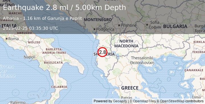 Earthquake GREECE (3.4 ml) (2025-02-25 03:34:56 UTC)