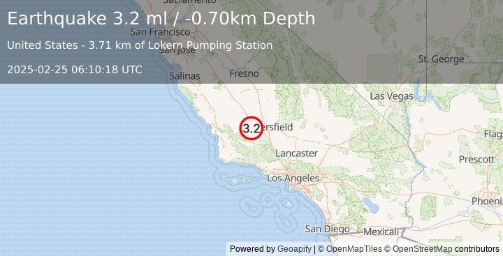 Earthquake CENTRAL CALIFORNIA (3.2 ml) (2025-02-25 06:10:18 UTC)