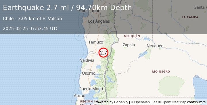 Earthquake ARAUCANIA, CHILE (2.7 ml) (2025-02-25 07:53:45 UTC)