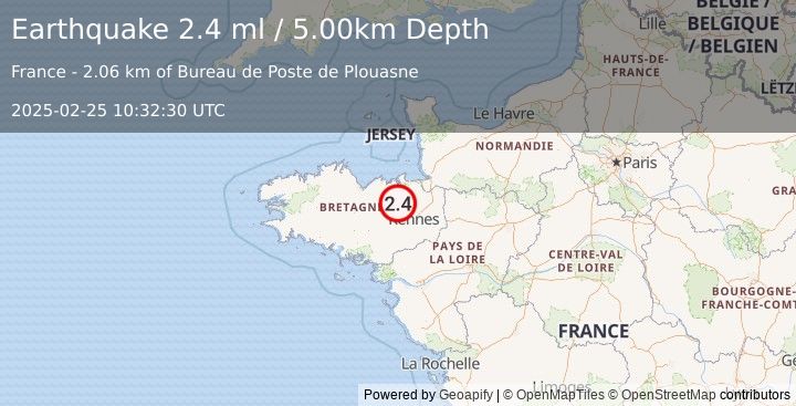 Earthquake FRANCE (2.4 ml) (2025-02-25 10:32:30 UTC)