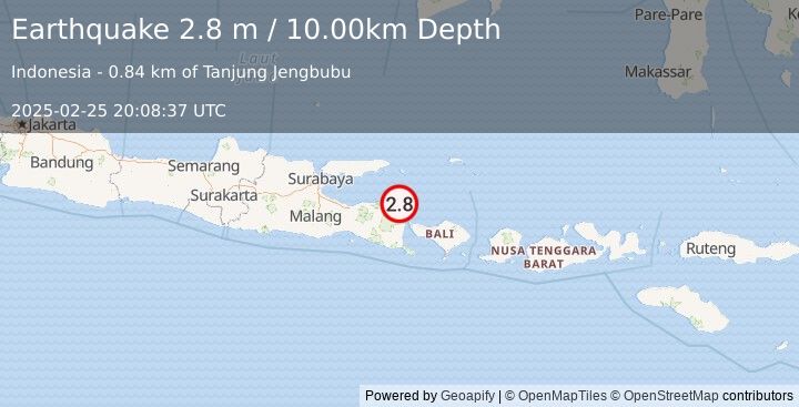 Earthquake BALI SEA (2.8 m) (2025-02-25 20:08:37 UTC)