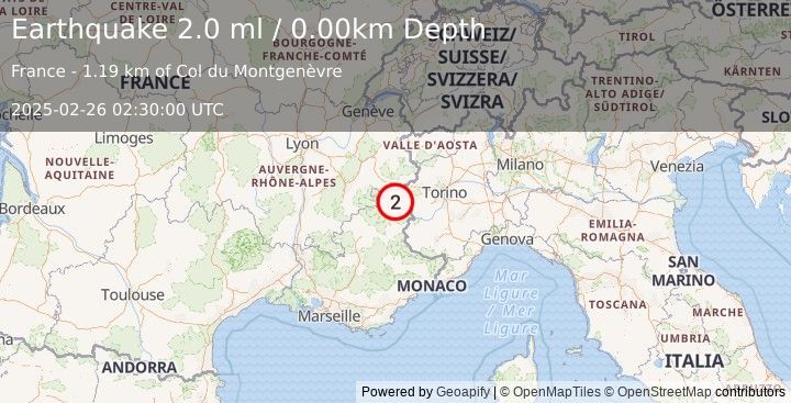 Earthquake FRANCE (2.0 ml) (2025-02-26 02:30:00 UTC)