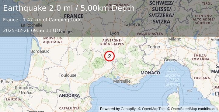 Earthquake FRANCE (2.0 ml) (2025-02-26 09:56:11 UTC)