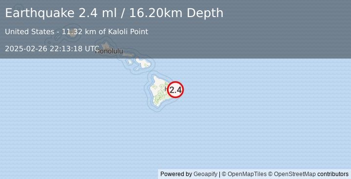 Earthquake HAWAII REGION, HAWAII (2.4 ml) (2025-02-26 22:13:18 UTC)