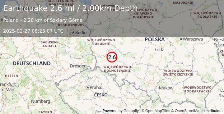 Earthquake POLAND (2.6 ml) (2025-02-27 08:23:07 UTC)