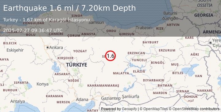 Earthquake CENTRAL TURKEY (1.6 ml) (2025-02-27 09:36:47 UTC)