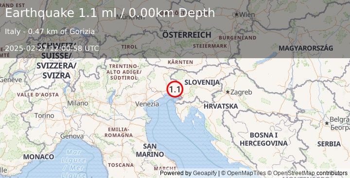 Earthquake ADRIATIC SEA (1.9 ml) (2025-02-27 12:00:42 UTC)