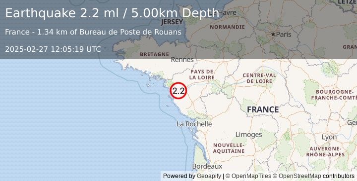 Earthquake FRANCE (2.2 ml) (2025-02-27 12:05:19 UTC)