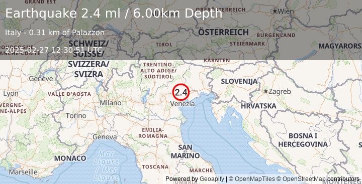 Earthquake NORTHERN ITALY (2.4 ml) (2025-02-27 12:30:51 UTC)