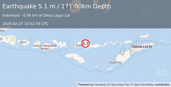 Earthquake FLORES REGION, INDONESIA (5.1 m) (2025-02-27 15:52:59 UTC)