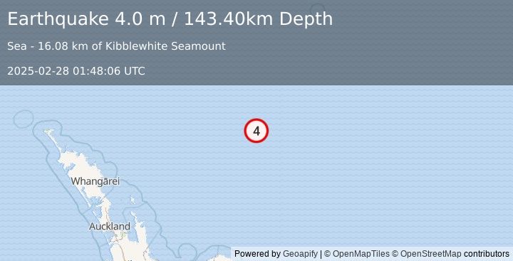 Earthquake SOUTH OF KERMADEC ISLANDS (4.0 m) (2025-02-28 01:48:06 UTC)