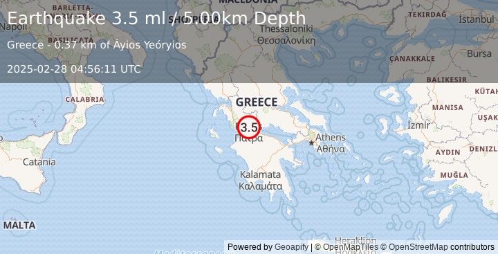 Earthquake GREECE (3.5 ml) (2025-02-28 04:56:11 UTC)