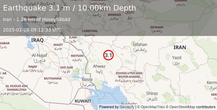 Earthquake WESTERN IRAN (3.1 m) (2025-02-28 09:12:33 UTC)