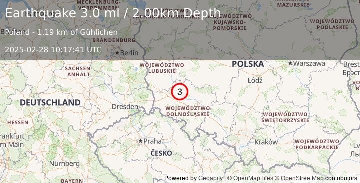 Earthquake POLAND (3.0 ml) (2025-02-28 10:17:41 UTC)