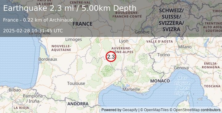 Earthquake FRANCE (2.3 ml) (2025-02-28 10:31:45 UTC)