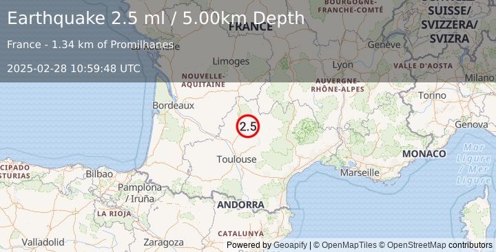 Earthquake FRANCE (2.5 ml) (2025-02-28 10:59:48 UTC)