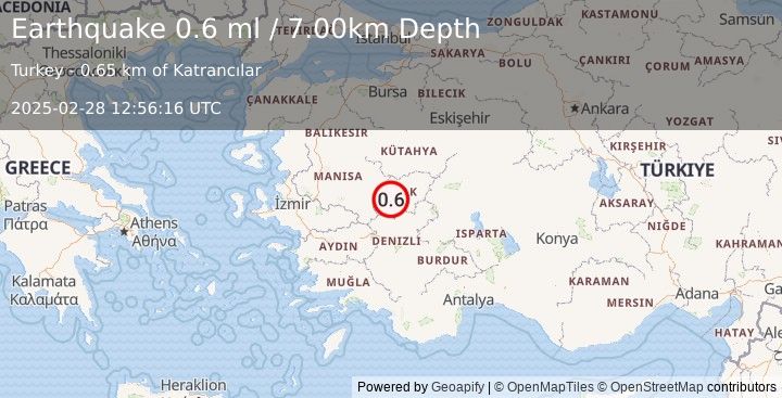 Earthquake WESTERN TURKEY (0.6 ml) (2025-02-28 12:56:16 UTC)