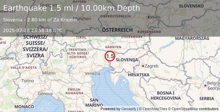 Earthquake SLOVENIA (1.5 ml) (2025-02-28 23:58:18 UTC)