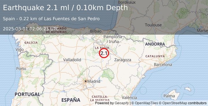 Earthquake SPAIN (2.1 ml) (2025-03-01 02:06:25 UTC)