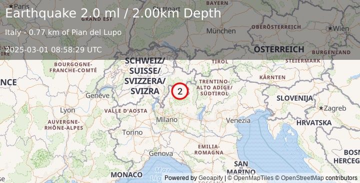 Earthquake NORTHERN ITALY (2.0 ml) (2025-03-01 08:58:29 UTC)