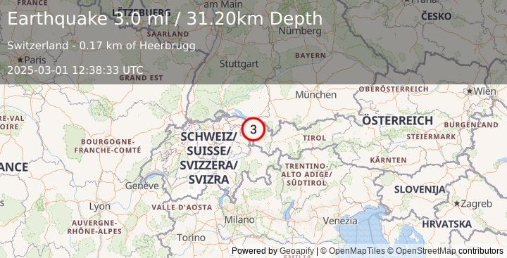 Earthquake AUSTRIA (2.7 ml) (2025-03-01 12:38:34 UTC)