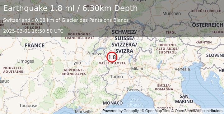 Earthquake SWITZERLAND (1.8 ml) (2025-03-01 16:50:50 UTC)