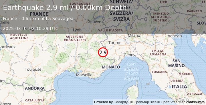 Earthquake FRANCE (2.8 m) (2025-03-02 02:10:28 UTC)