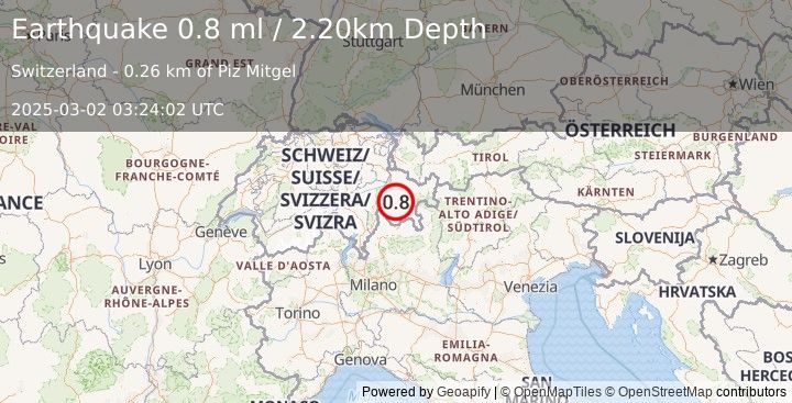 Earthquake SWITZERLAND (0.8 ml) (2025-03-02 03:24:02 UTC)