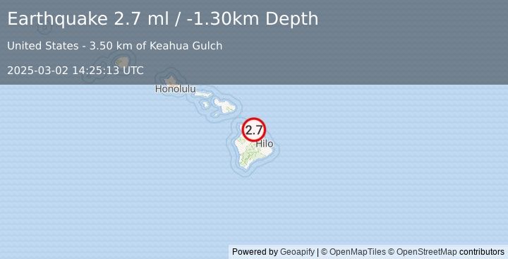 Earthquake HAWAII REGION, HAWAII (2.7 ml) (2025-03-02 14:25:13 UTC)