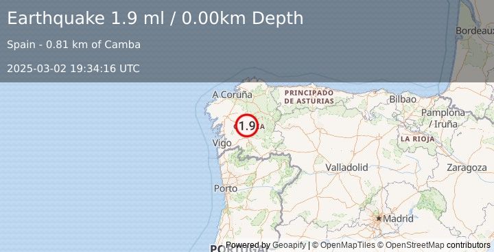 Earthquake SPAIN (1.9 ml) (2025-03-02 19:34:16 UTC)