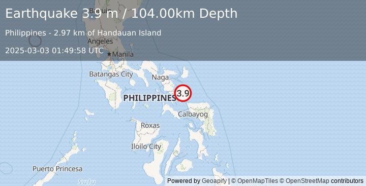 Earthquake SAMAR, PHILIPPINES (3.9 m) (2025-03-03 01:49:58 UTC)