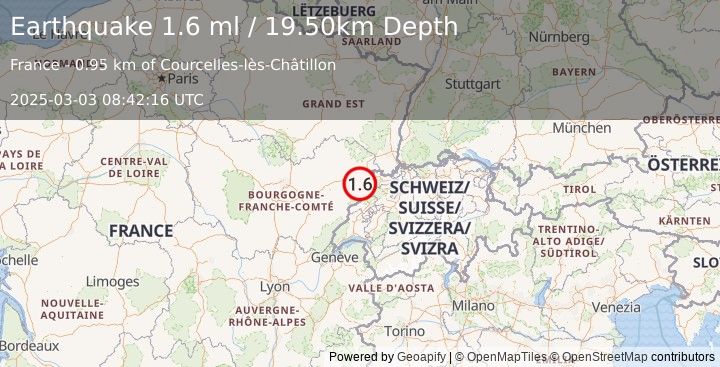 Earthquake FRANCE (1.9 ml) (2025-03-03 08:42:04 UTC)