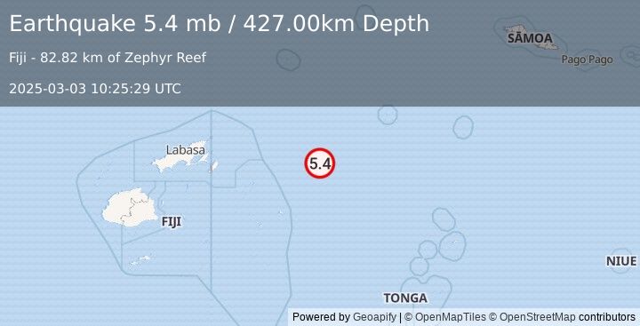 Earthquake FIJI REGION (5.1 mb) (2025-03-03 10:25:29 UTC)