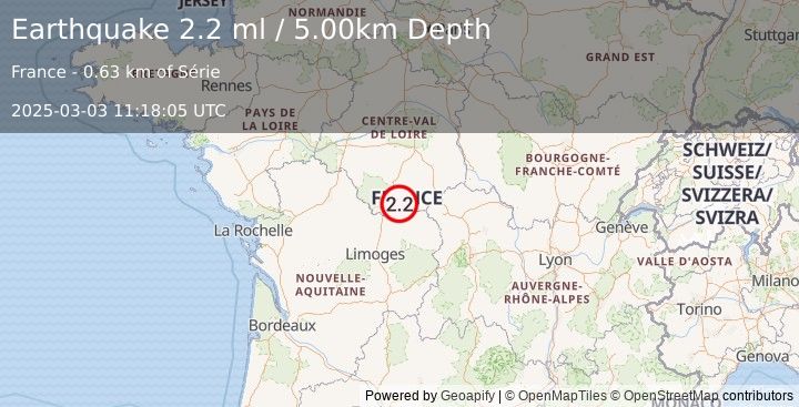 Earthquake FRANCE (2.2 ml) (2025-03-03 11:18:05 UTC)