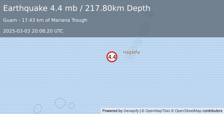 Earthquake GUAM REGION (4.5 mb) (2025-03-03 20:08:19 UTC)