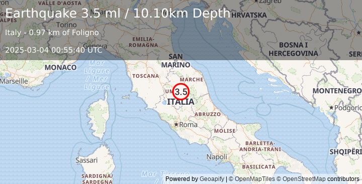 Earthquake CENTRAL ITALY (3.5 ml) (2025-03-04 00:55:42 UTC)