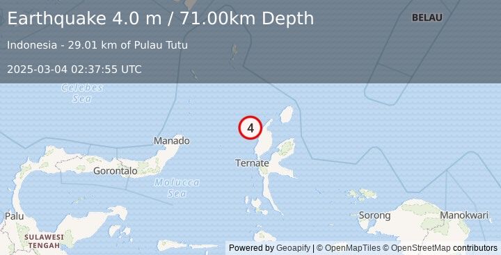 Earthquake HALMAHERA, INDONESIA (4.0 m) (2025-03-04 02:37:55 UTC)