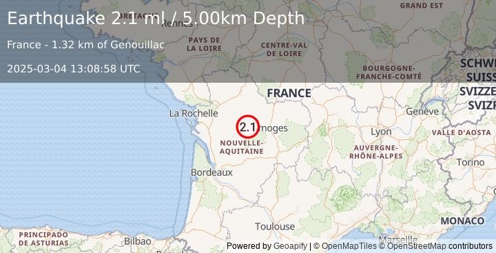 Earthquake FRANCE (2.1 ml) (2025-03-04 13:08:58 UTC)