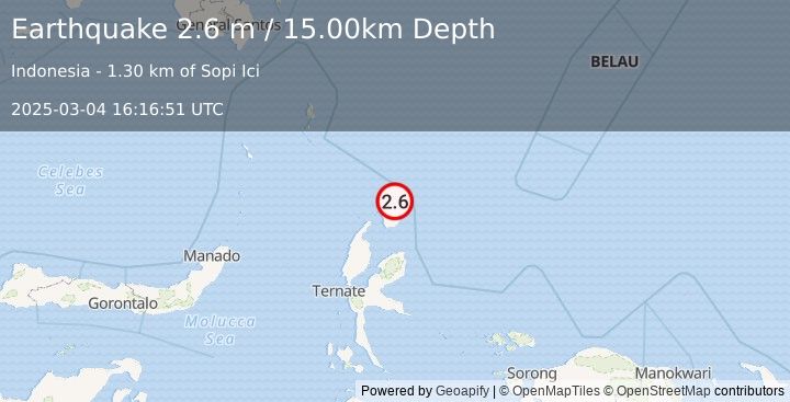 Earthquake HALMAHERA, INDONESIA (2.6 m) (2025-03-04 16:16:51 UTC)