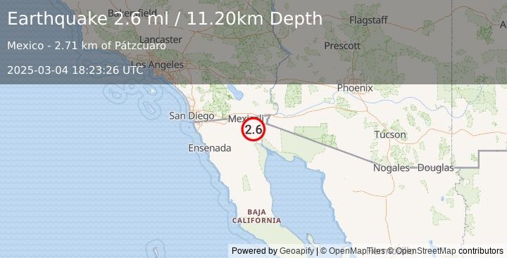 Earthquake BAJA CALIFORNIA, MEXICO (2.6 ml) (2025-03-04 18:23:26 UTC)