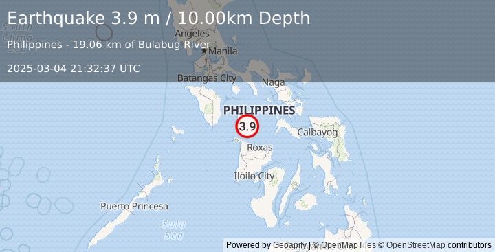 Earthquake SIBUYAN SEA, PHILIPPINES (3.9 m) (2025-03-04 21:32:37 UTC)