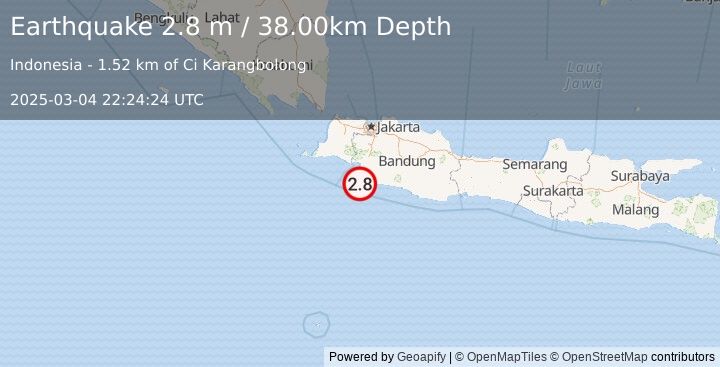 Earthquake JAVA, INDONESIA (2.8 m) (2025-03-04 22:24:24 UTC)