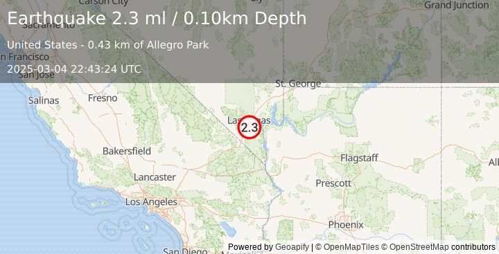 Earthquake NEVADA (2.3 ml) (2025-03-04 22:43:24 UTC)