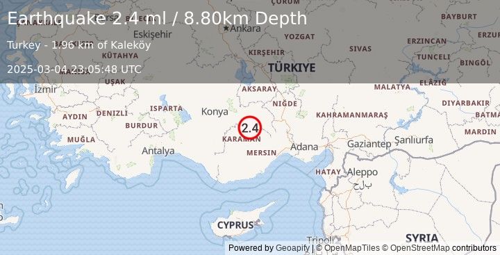 Earthquake CENTRAL TURKEY (2.4 ml) (2025-03-04 23:05:48 UTC)