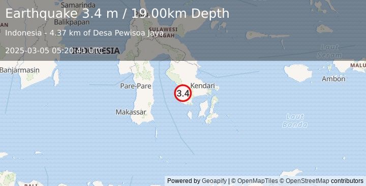 Earthquake SULAWESI, INDONESIA (3.4 m) (2025-03-05 05:20:41 UTC)